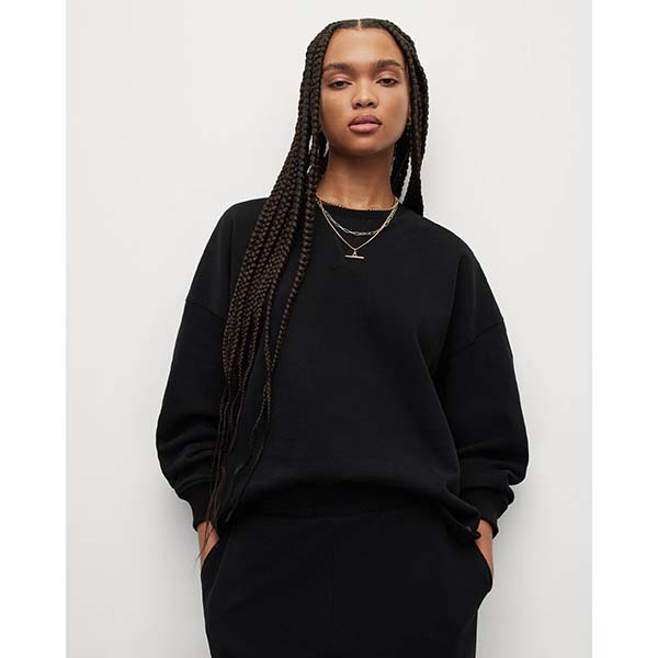 Allsaints Australia Womens QUEti Oversized Quilted Sweatshirt Black AU67-906